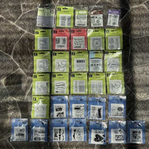 Clear rubber stamps Lot of 31 Various Styles New Sealed and Stamping Blocks - Picture 1 of 8